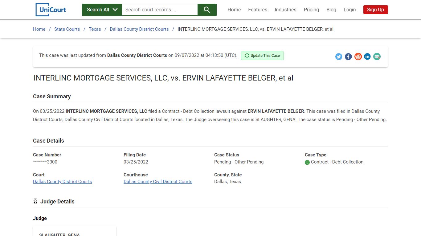 INTERLINC MORTGAGE SERVICES, LLC, vs ERVIN LAFAYETTE BELGER, et al ...